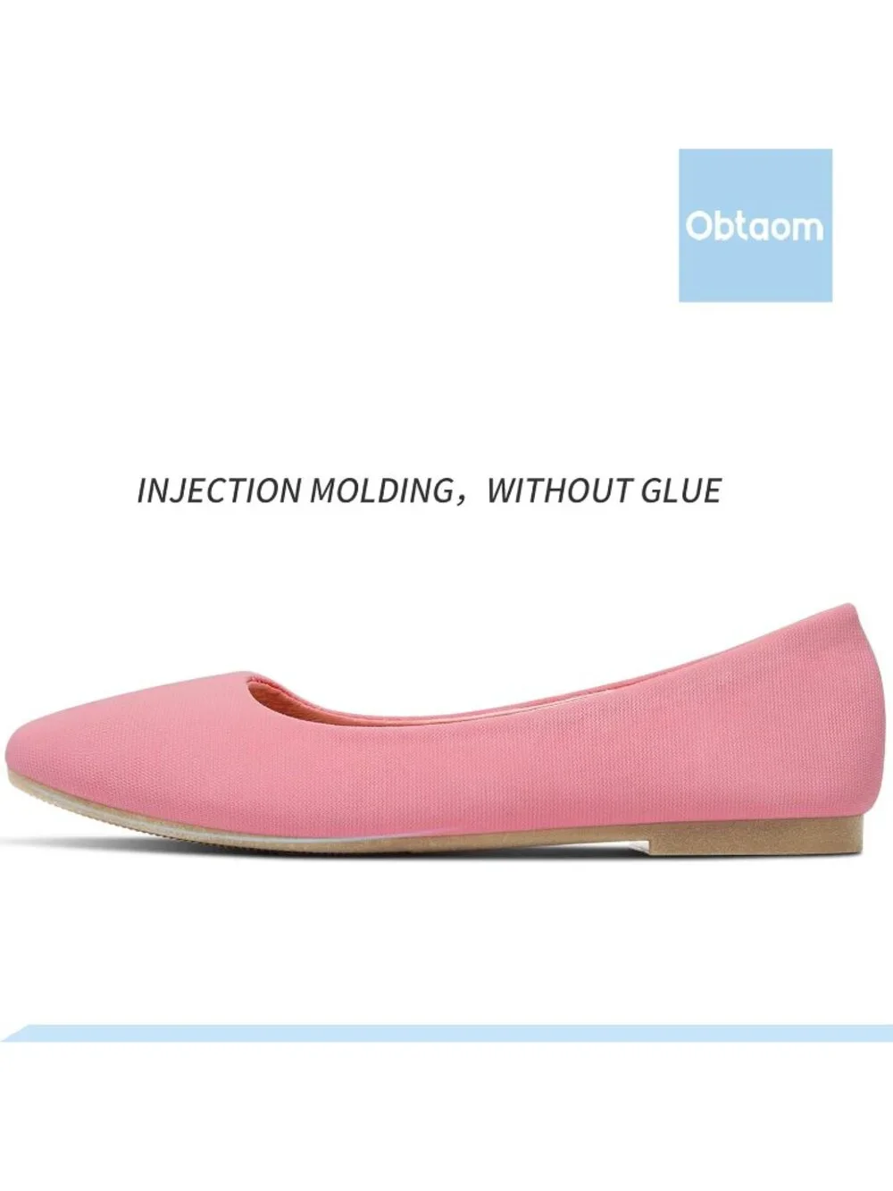 Women's Light Pink Textile Round Toe Flat Shoes Slip on Dress Comfortable